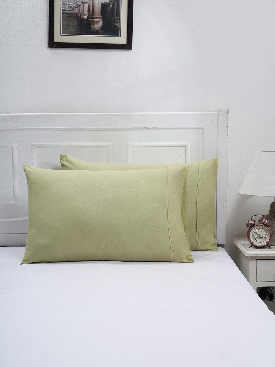 MASPAR Eden Green 2 Pieces 110 GSM Blaize Cotton Pillow Covers