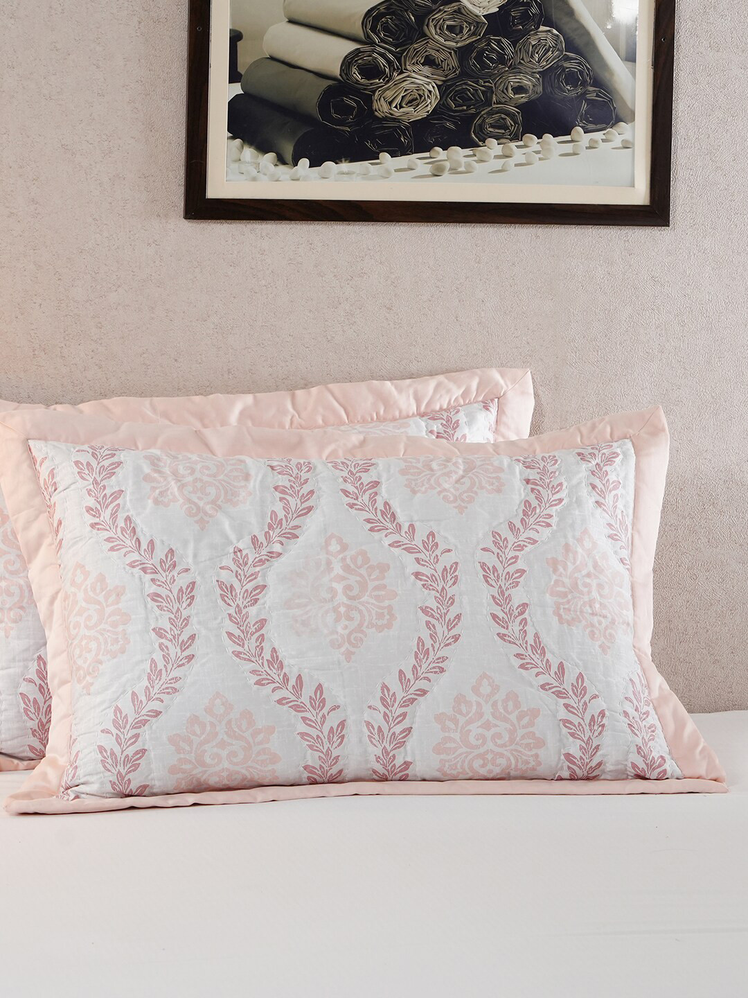 MASPAR Tranquil Essence Lawn Leaflet Pink 2 Pieces 145 GSM Pillow Covers