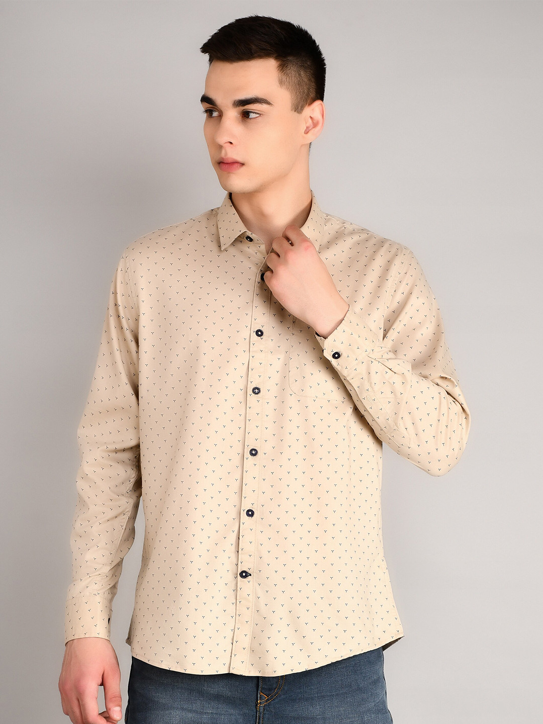 TIM PARIS Standard Micro Ditsy Printed Pure Cotton Casual Shirt
