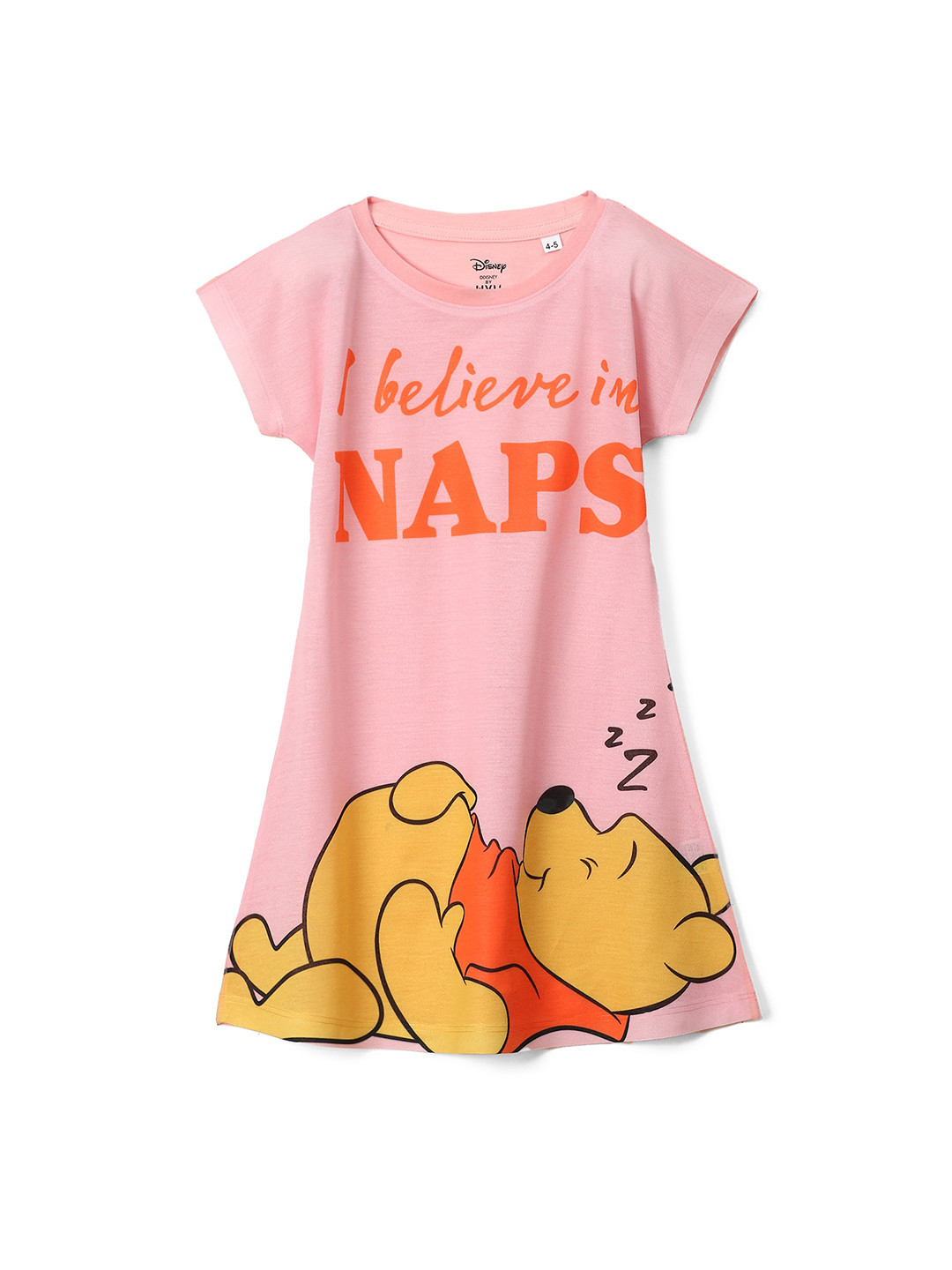Wear Your Mind Girls Winnie The Pooh Printed Cotton T-shirt Dress