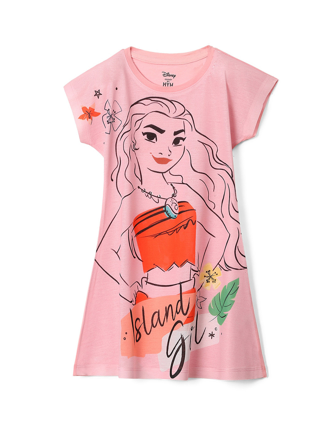 Wear Your Mind Moana Print Round Neck T-shirt Dress