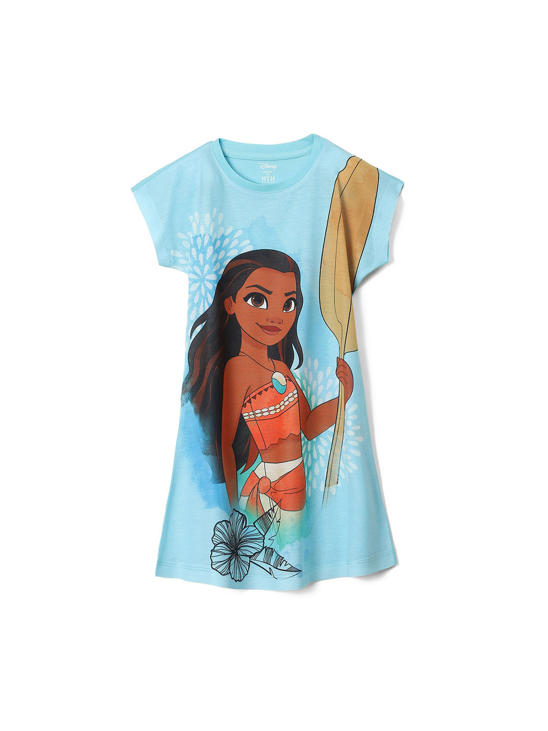 Wear Your Mind Moana Print Round Neck T-shirt Dress