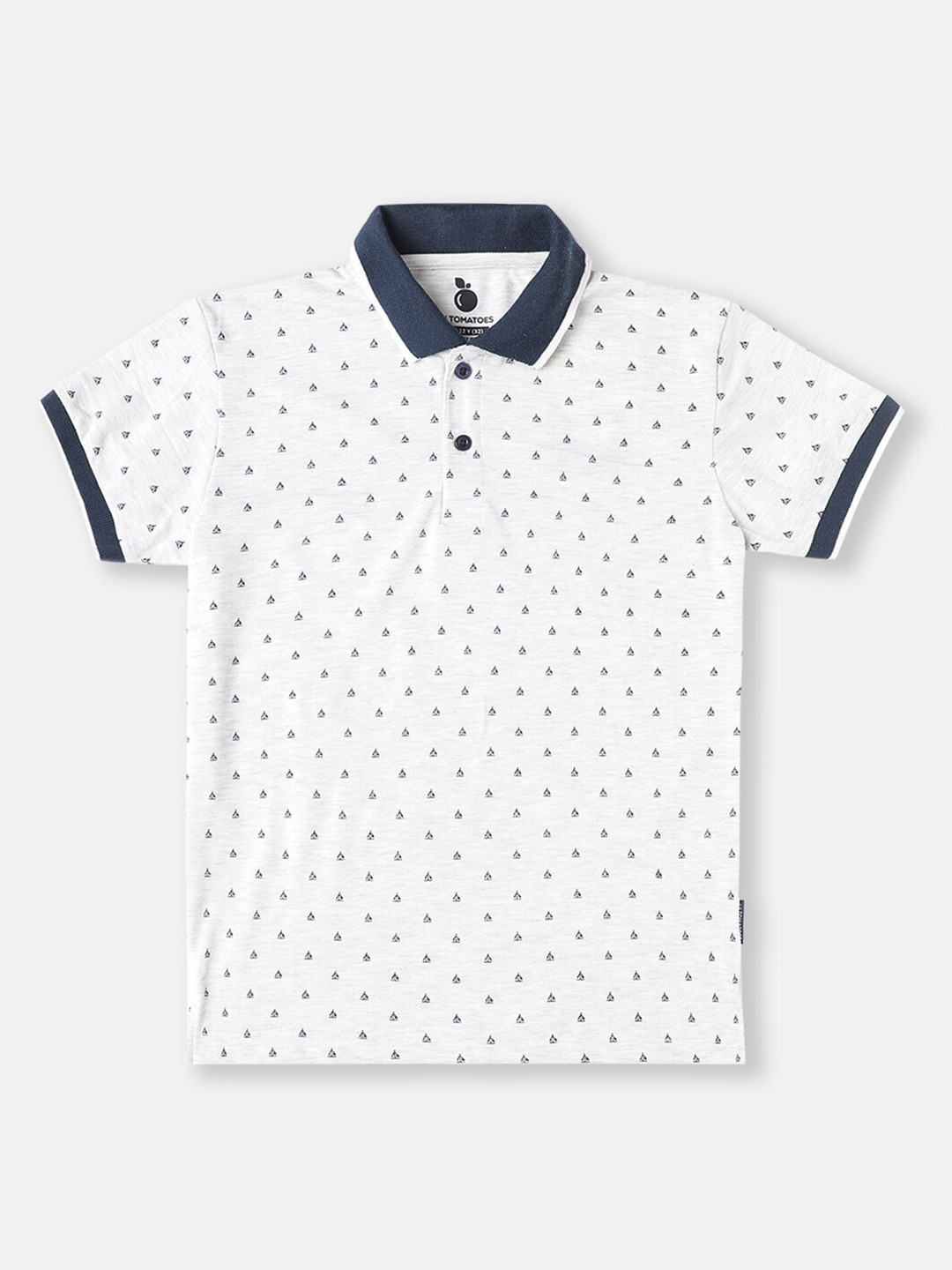 Lil Tomatoes Boys Micro Ditsy Printed Polo Collar T-shirt