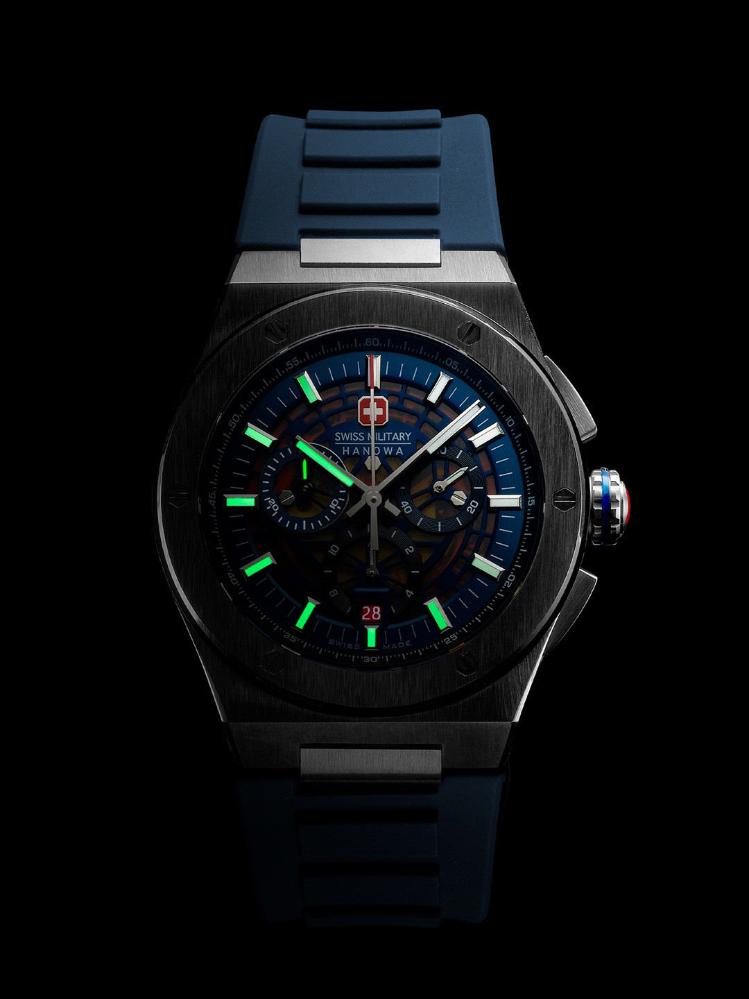 SWISS MILITARY HANOWA Men Dial & Blue Straps Analogue Chronograph Swiss Made Watch