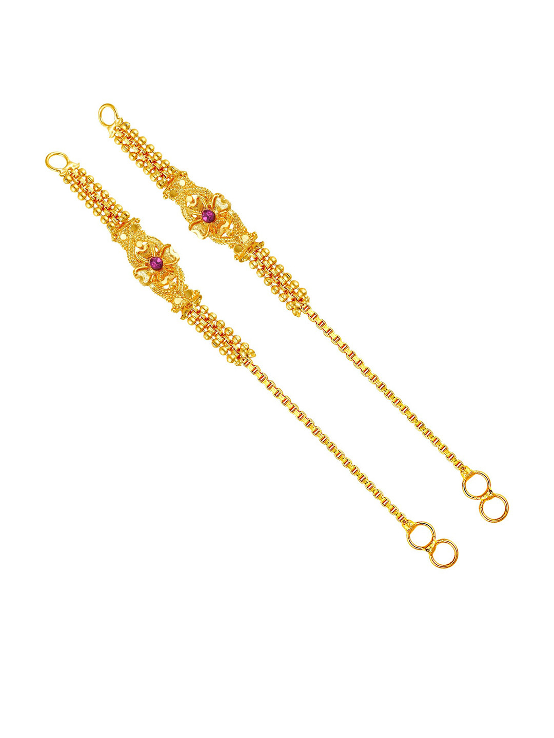 Vighnaharta Gold-Plated Contemporary Shaped Ear Cuff Earrings