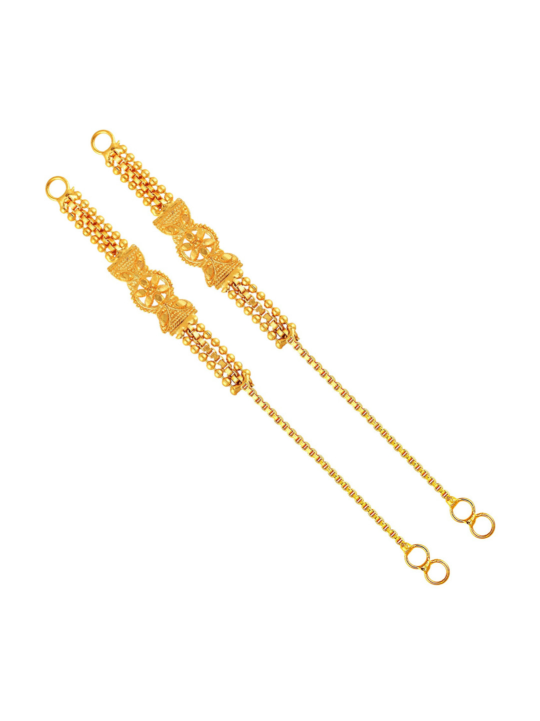 Vighnaharta Gold-Plated Teardrop Shaped Ear Chain Kanoti