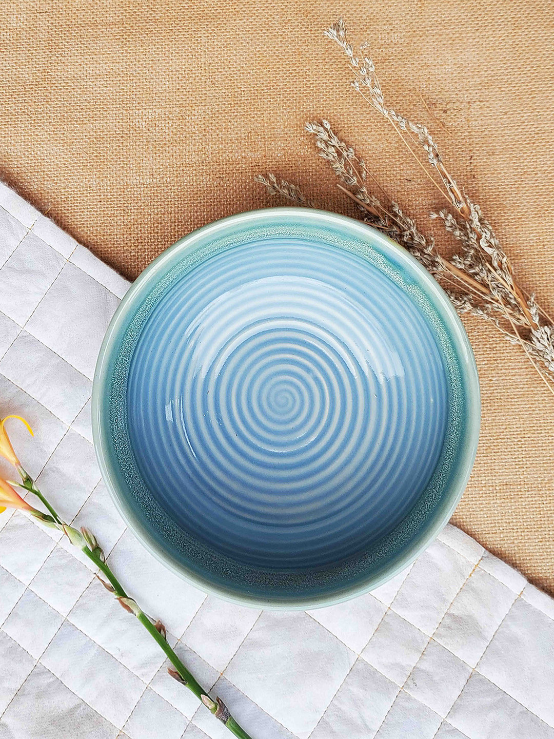 Folkstorys Blue Ceramic Snack Plates