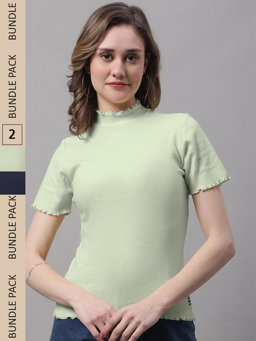 FBAR High Neck Skin Friendly Ribbed Pure Cotton Tops