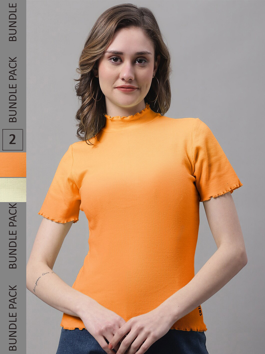 FBAR Pack Of 2 Turtle Neck Cotton Fitted Top