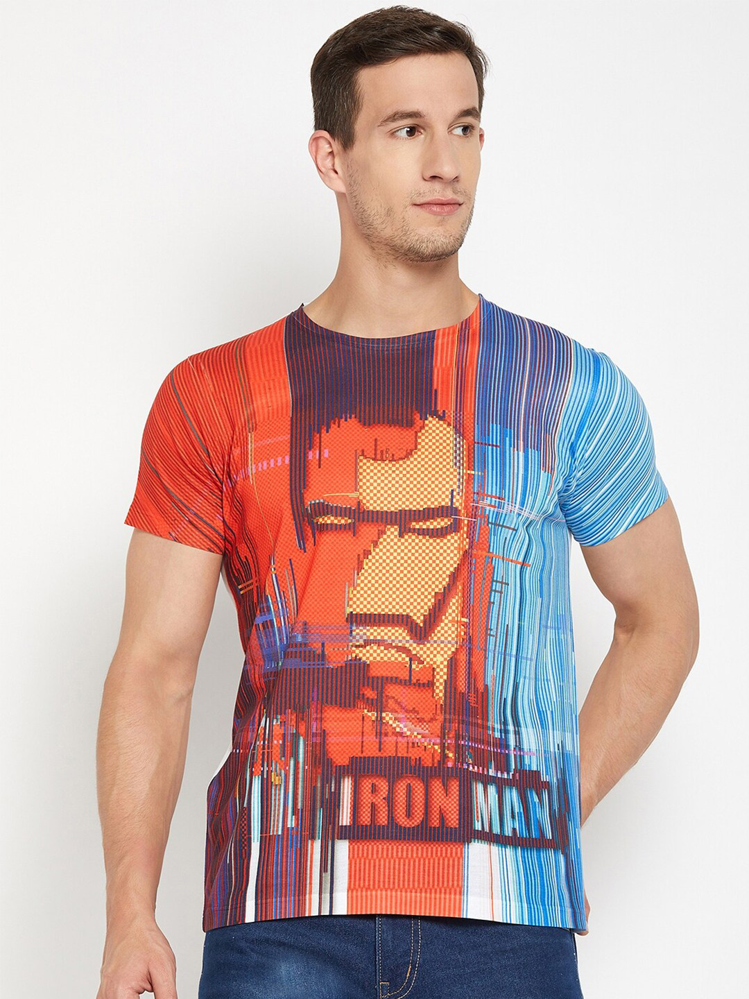 Wear Your Mind Iron Man Graphic Round Neck T-Shirt