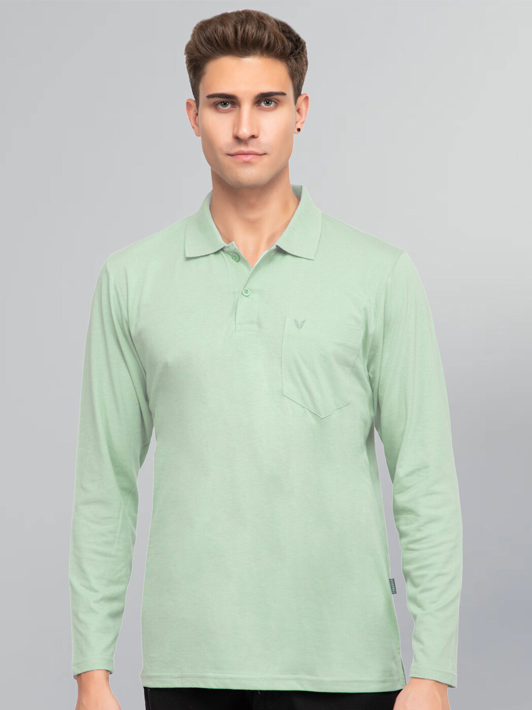 GODFREY Polo Collar Long Sleeves Cotton  T-shirt