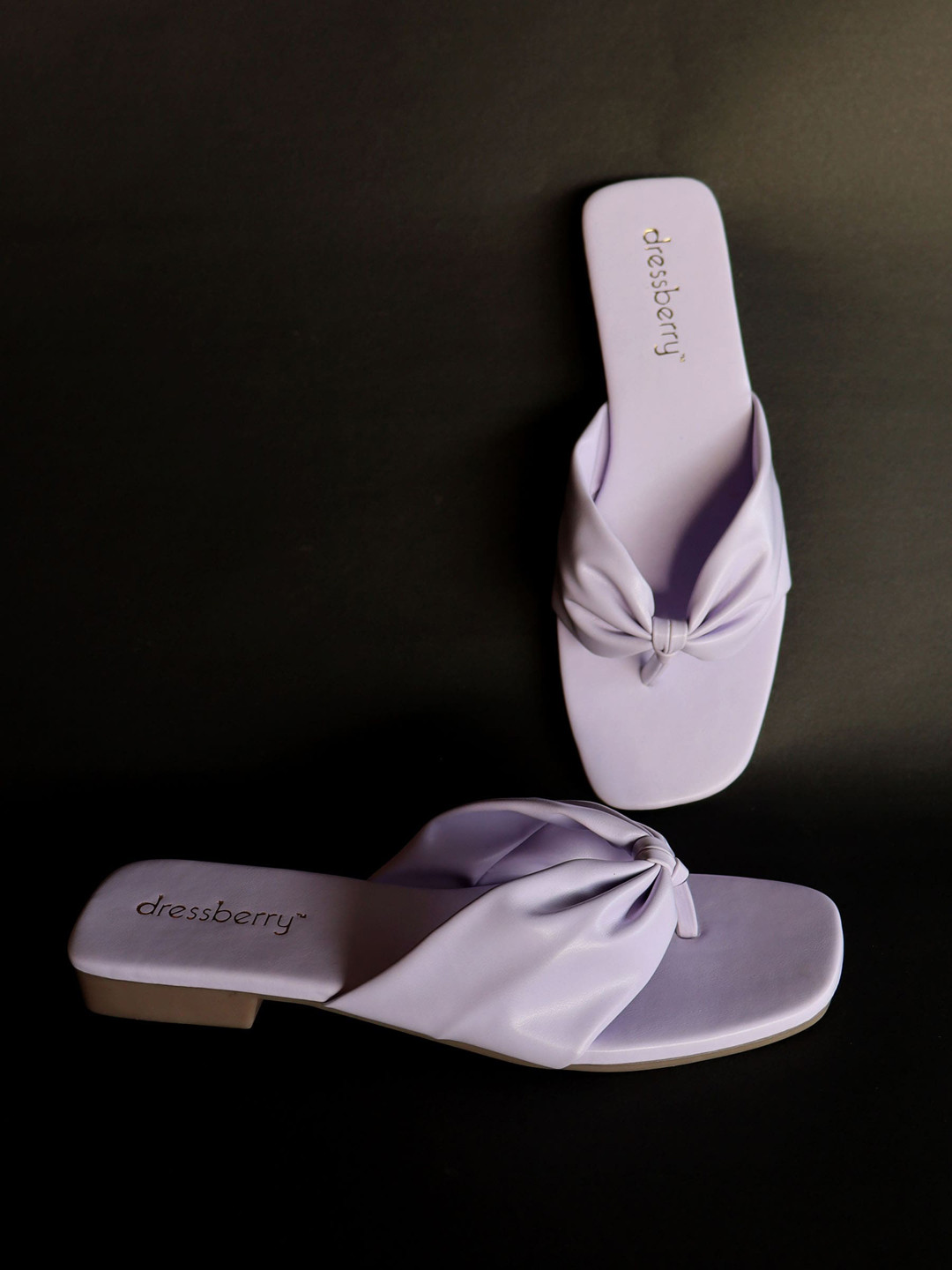 DressBerry Lavender Strappy Open Toe Flats