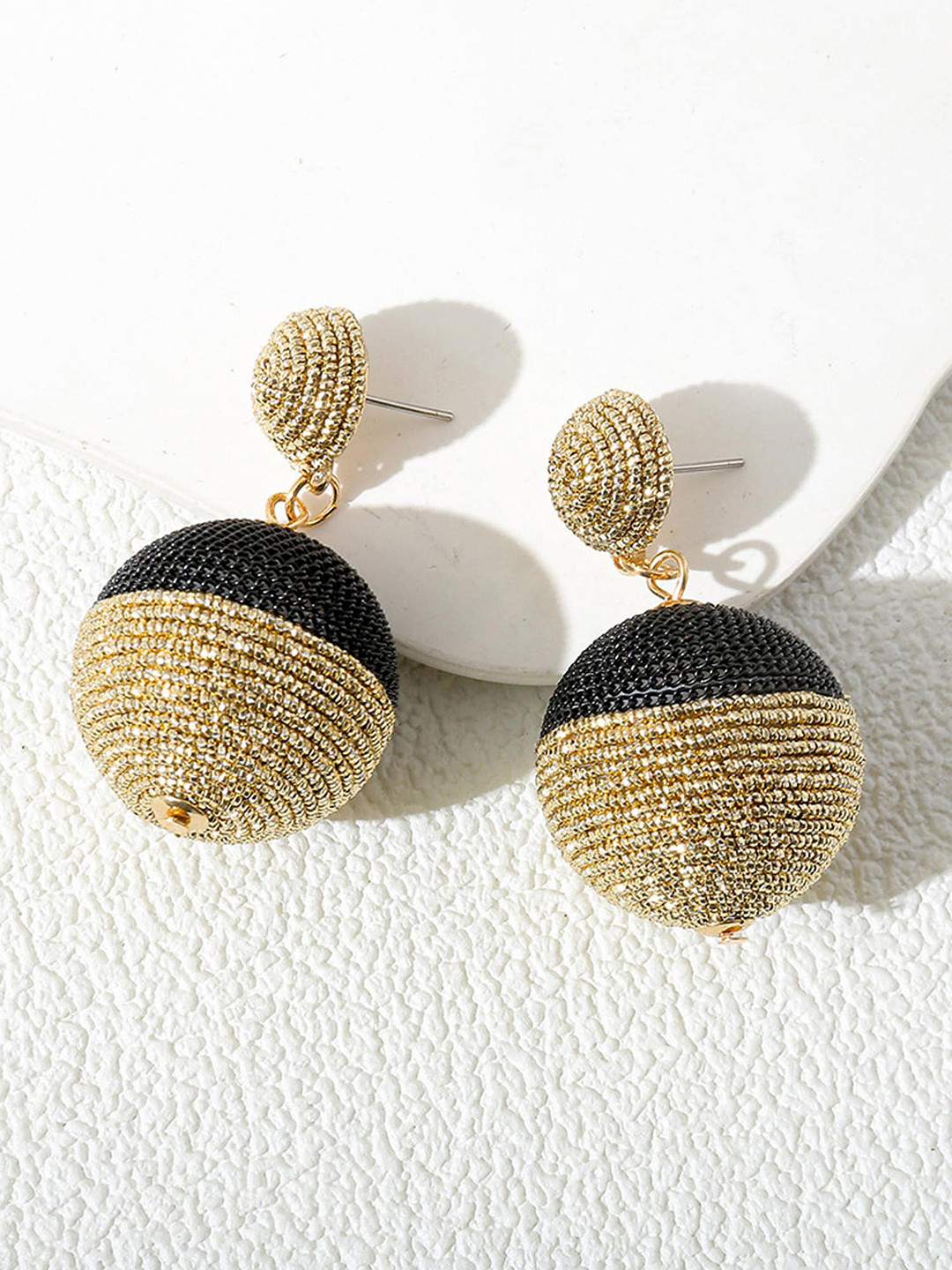 Bellofox Black Sphere Shaped Drop Earrings