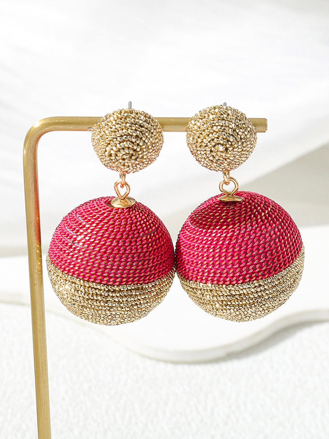 Bellofox Pink Sphere Shaped Drop Earrings