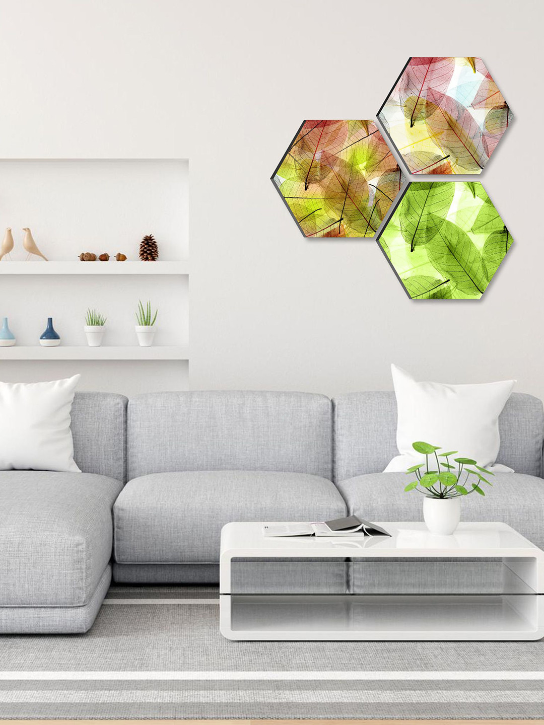 SAF Abstract Paper 3 Piece Wall Square Portrait Paintings Wall Art-16.9 x 16.9In