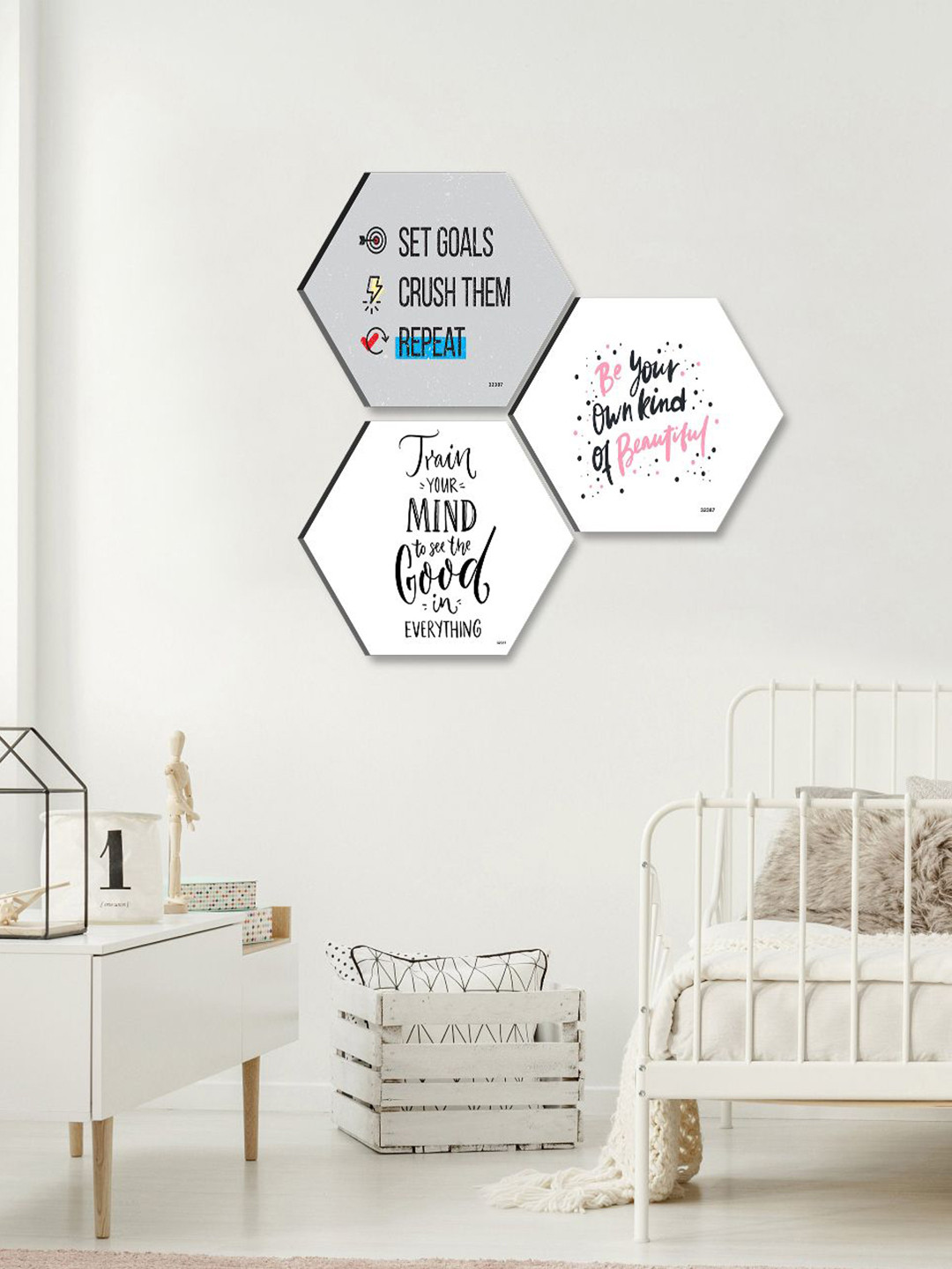 SAF Motivational Quotes Paper 3 Piece Wall Hexagon Paintings Wall Art - 17 x 17 In