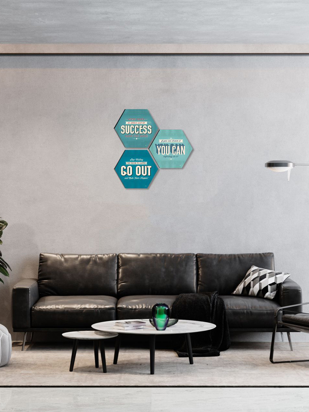 SAF Motivational Quotes Paper 3 Piece Wall Hexagon Paintings Wall Art -17 x 17 In