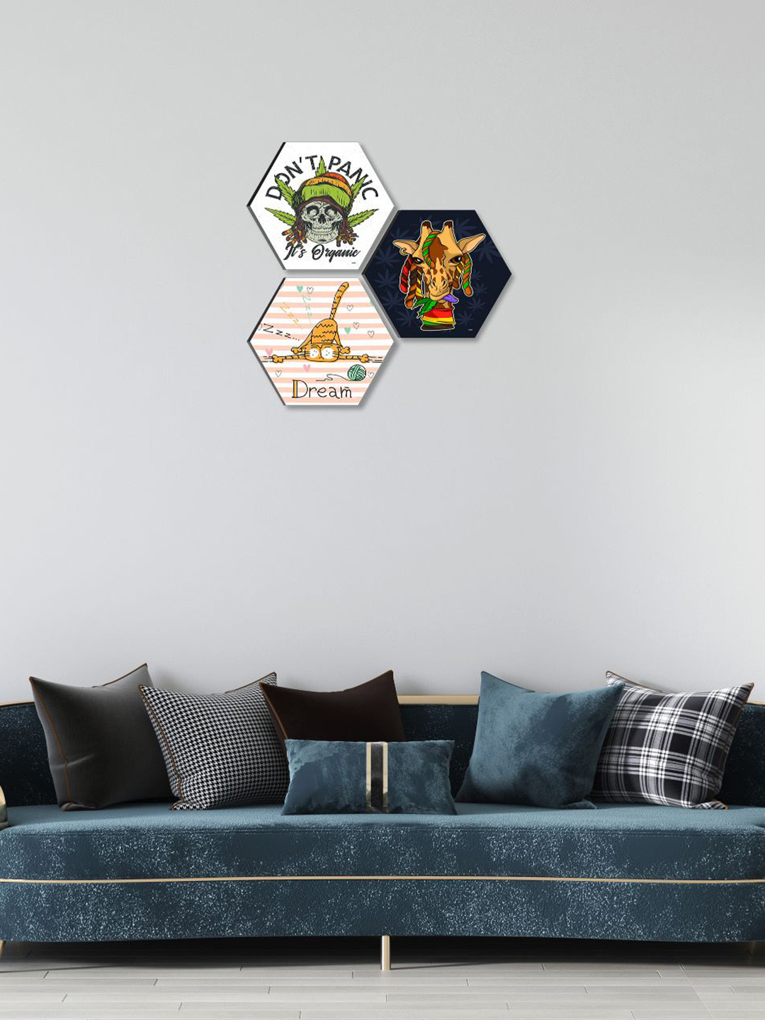 SAF Abstract Printed Paper 3 Piece Wall Portrait Paintings Wall Art-16.9 x 16.9In