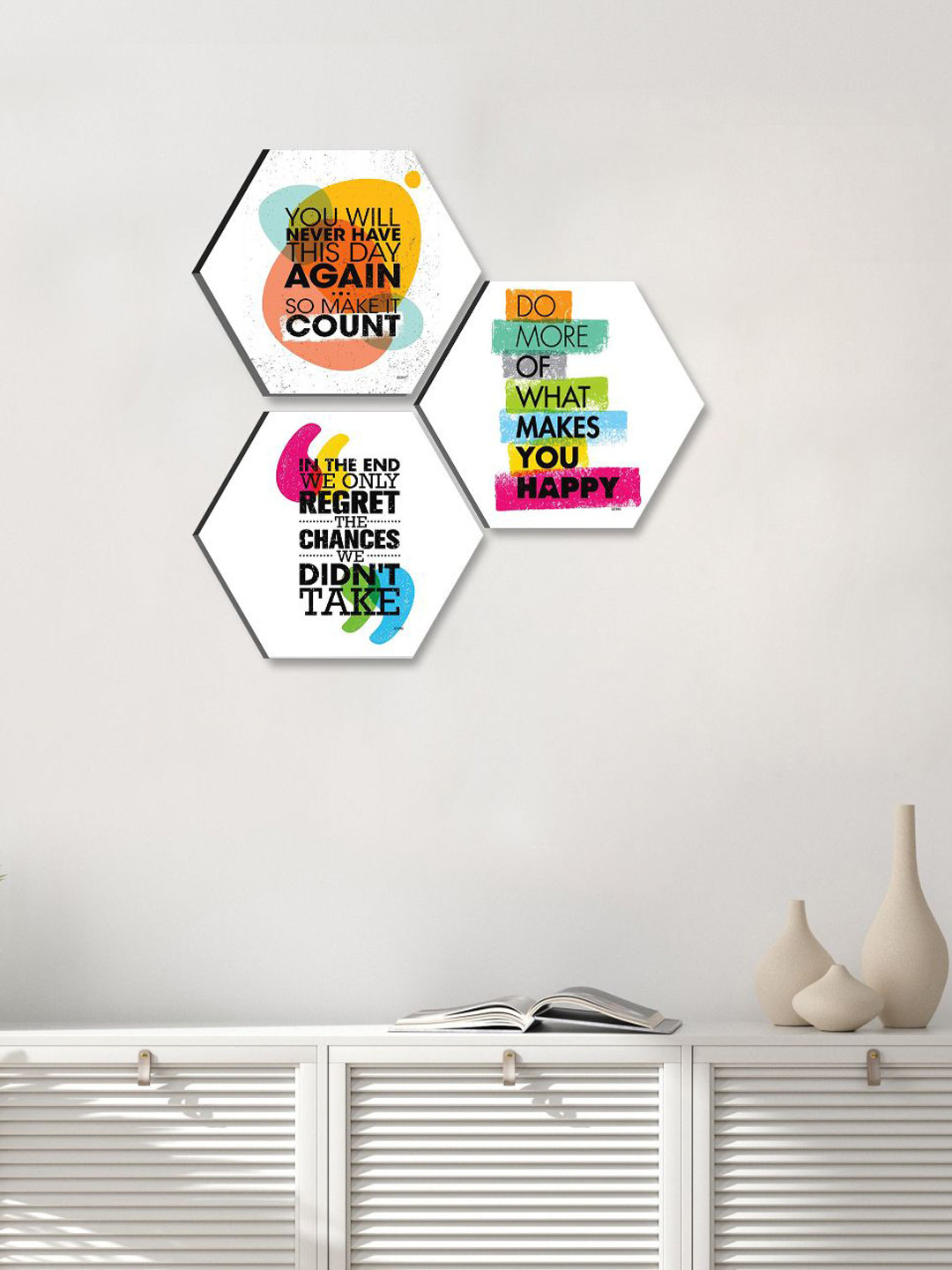 SAF Motivational Quotes Paper 3 Piece Wall Portrait Paintings Wall Art-16.9 x 16.9In