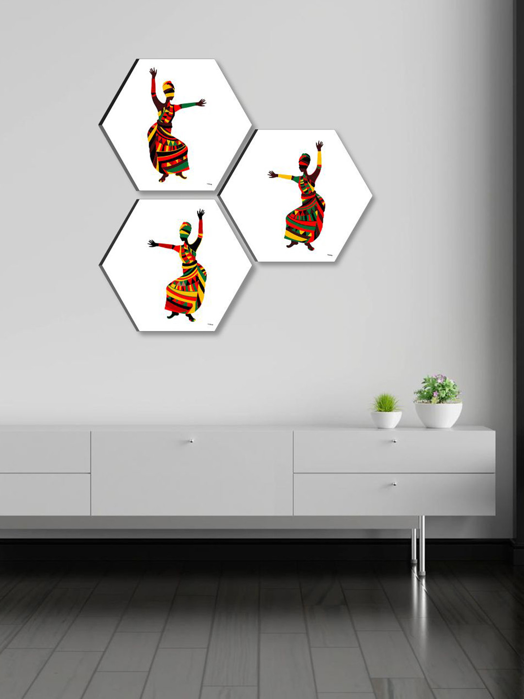 SAF Trible Art Paper Wall Hexagon Paintings Wall Art -17 x 17 In