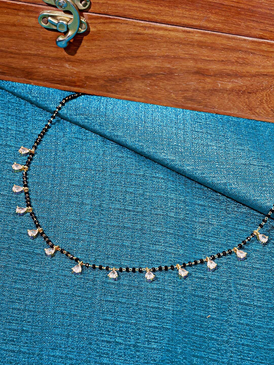 ABDESIGNS Gold-Plated AD Studded & Beaded Mangalsutra