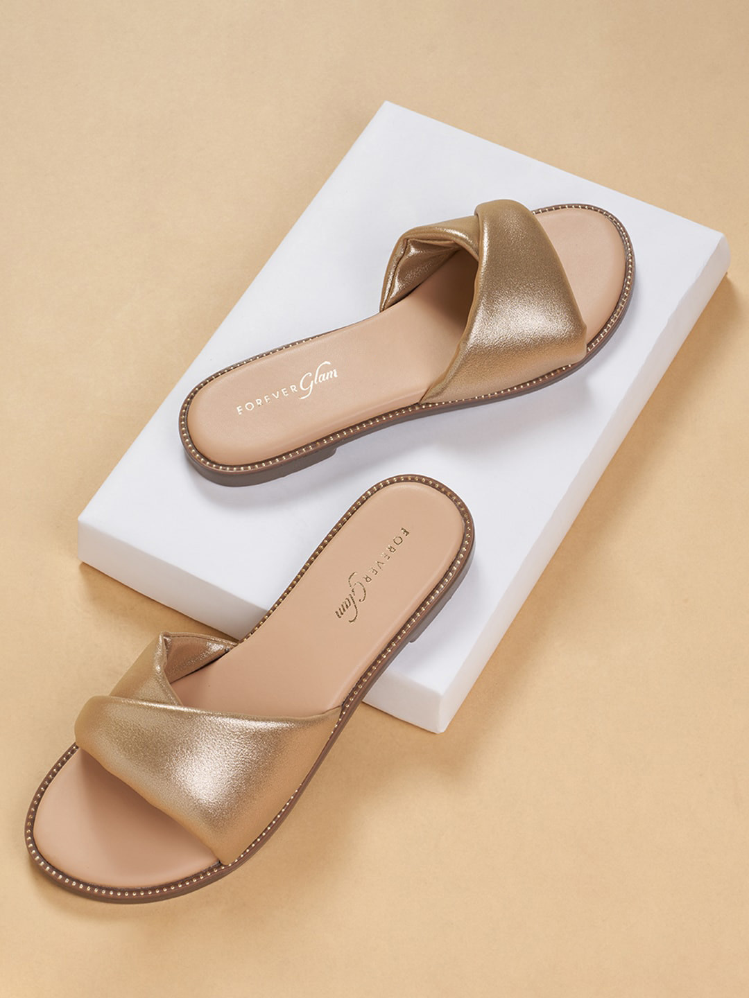 Forever Glam by Pantaloons Bow-Detail Open Toe Flats