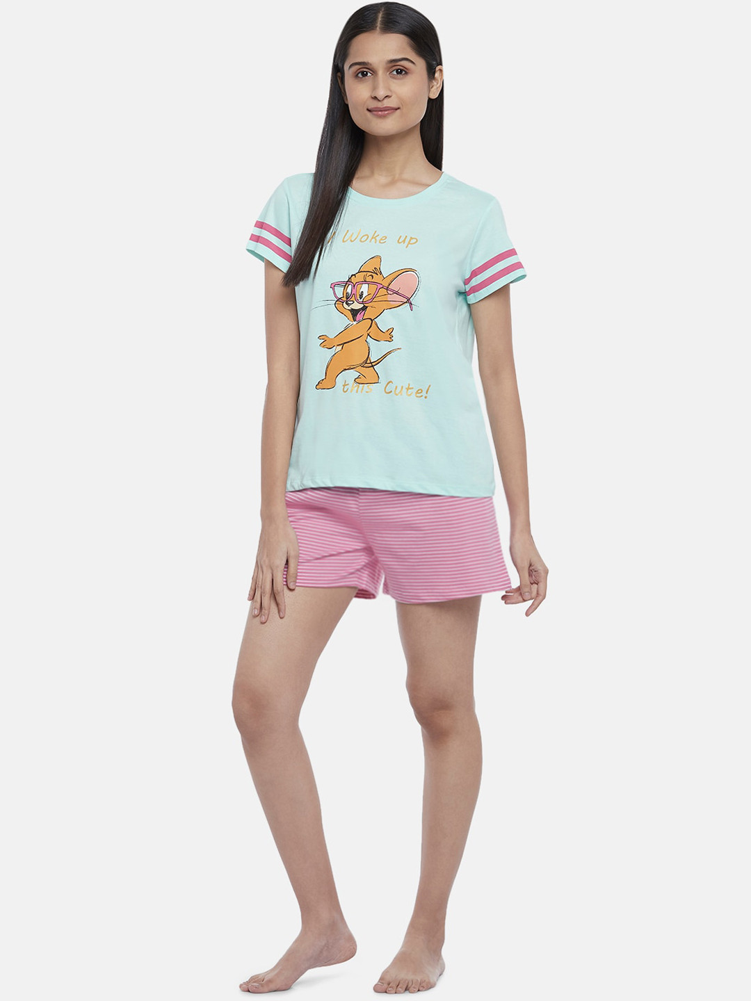 Dreamz by Pantaloons Women Cartoon Characters Printed Pure Cotton Night suit