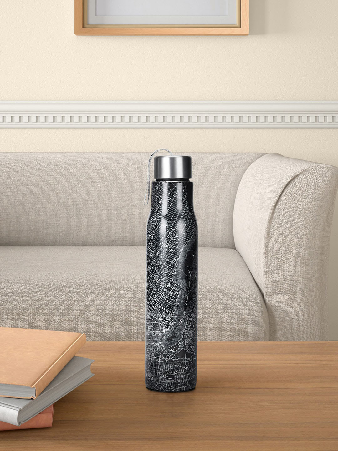 Living scapes by Pantaloons Abstract Stainless Steel Spill Proof Water Bottle - 750ml
