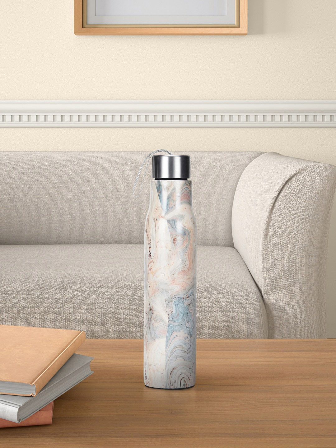 Living scapes by Pantaloons Blue Abstract Stainless Steel Spill Proof Water Bottle - 750ml