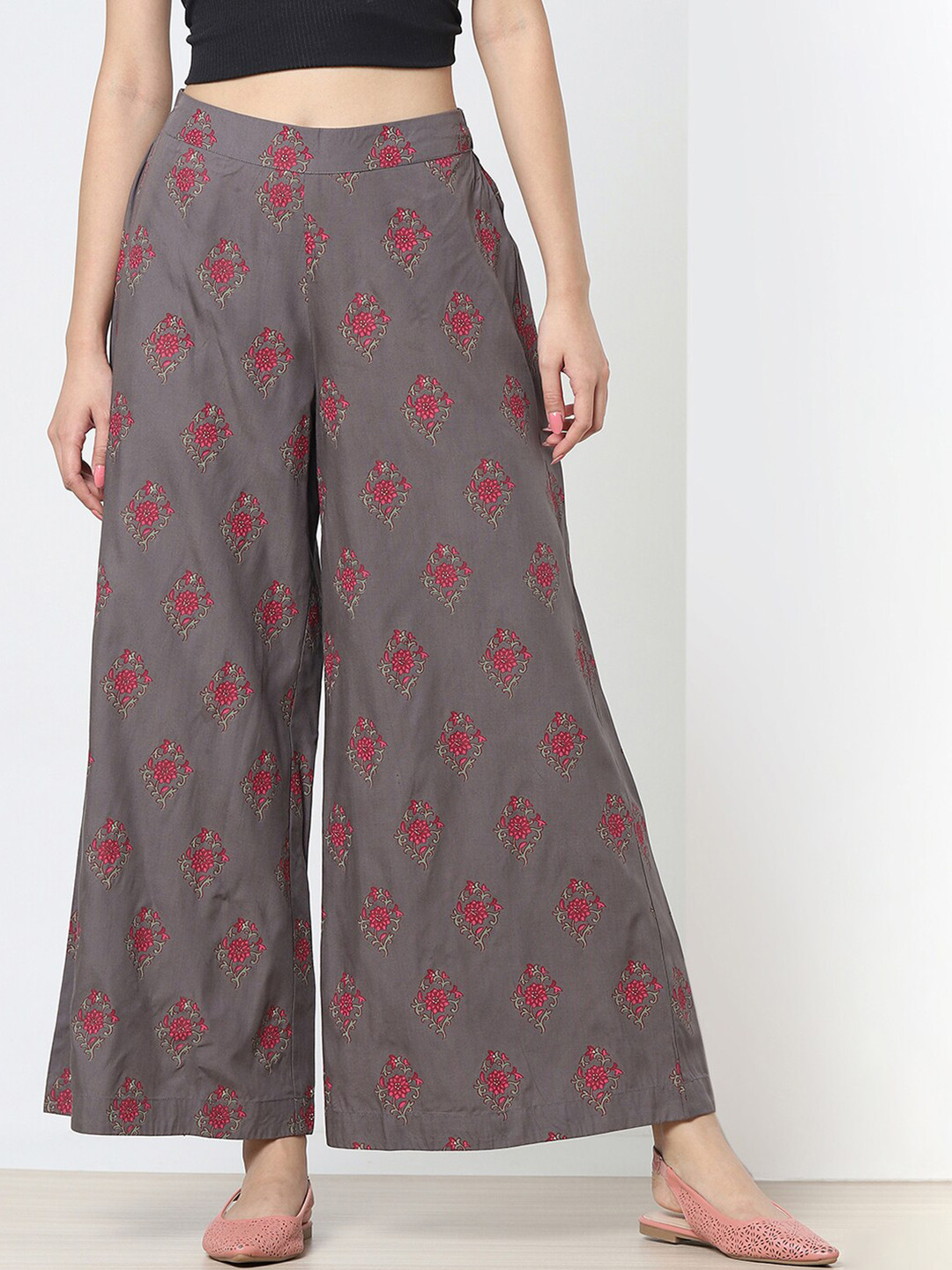Marigold Lane Women Ethnic Motifs Printed Wide Leg Cotton Palazzos