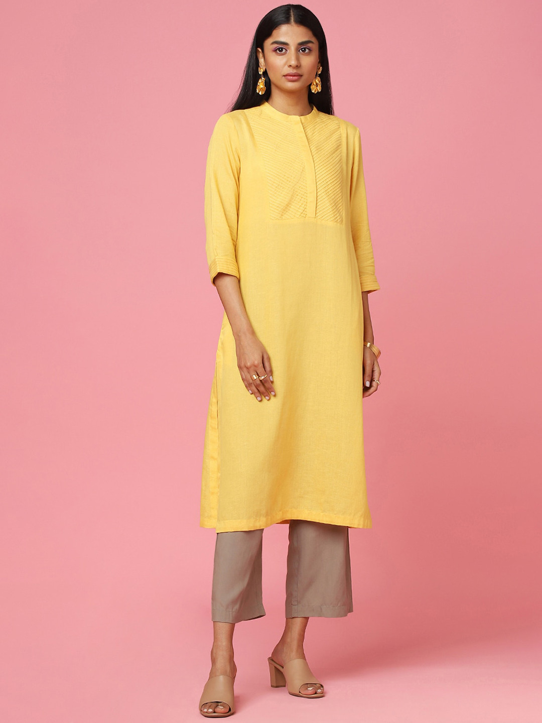 Marigold Lane Yoke Design Band Collar A-Line Kurta