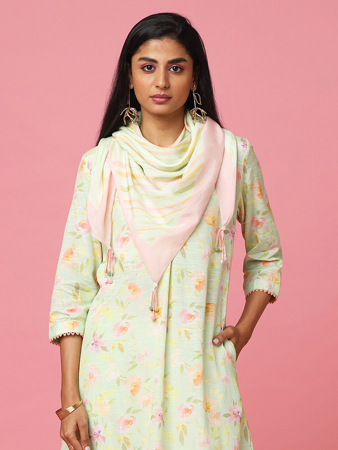 Marigold Lane Printed Stole With Tasselled