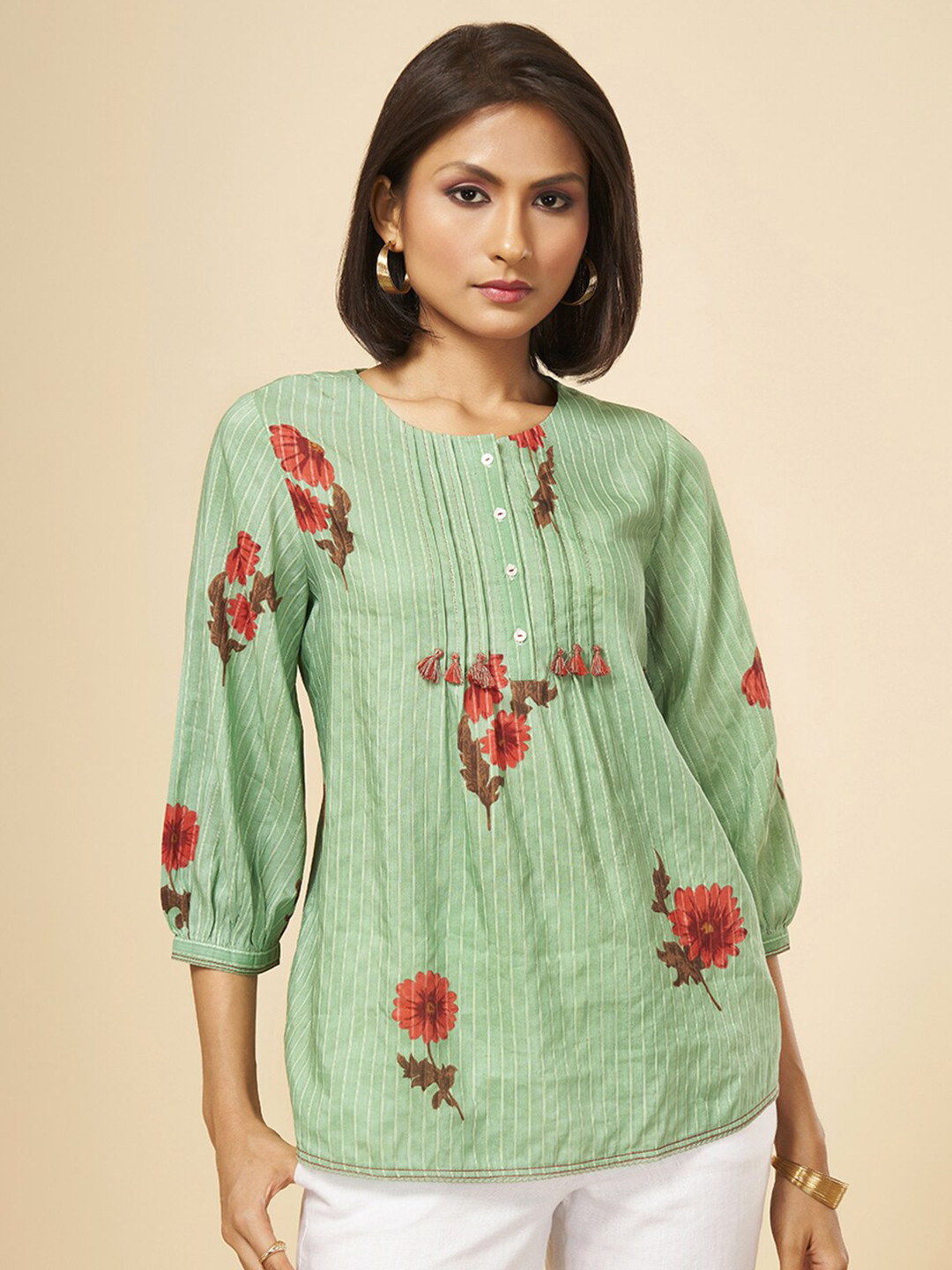 Marigold Floral Printed A-Line Top
