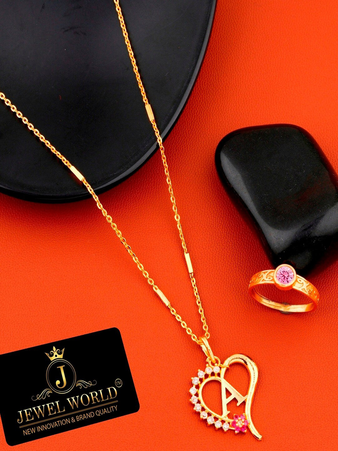 JEWEL WORLD Gold-Plated Chain & Ring