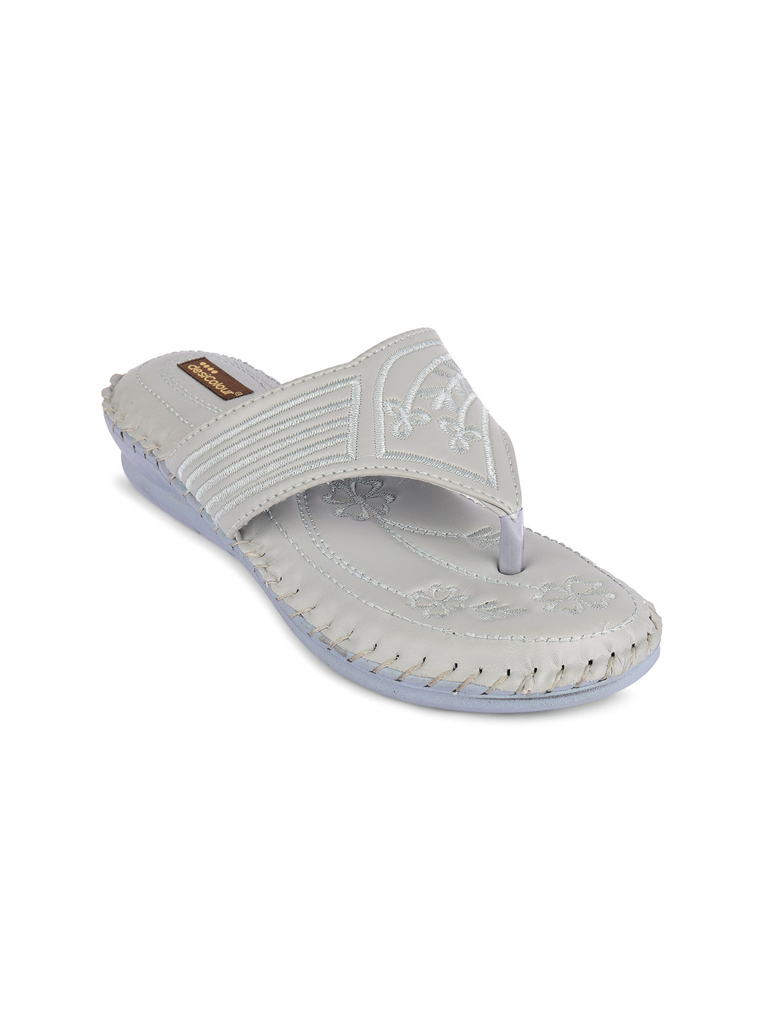 DESI COLOUR Striped T-Strap Flats