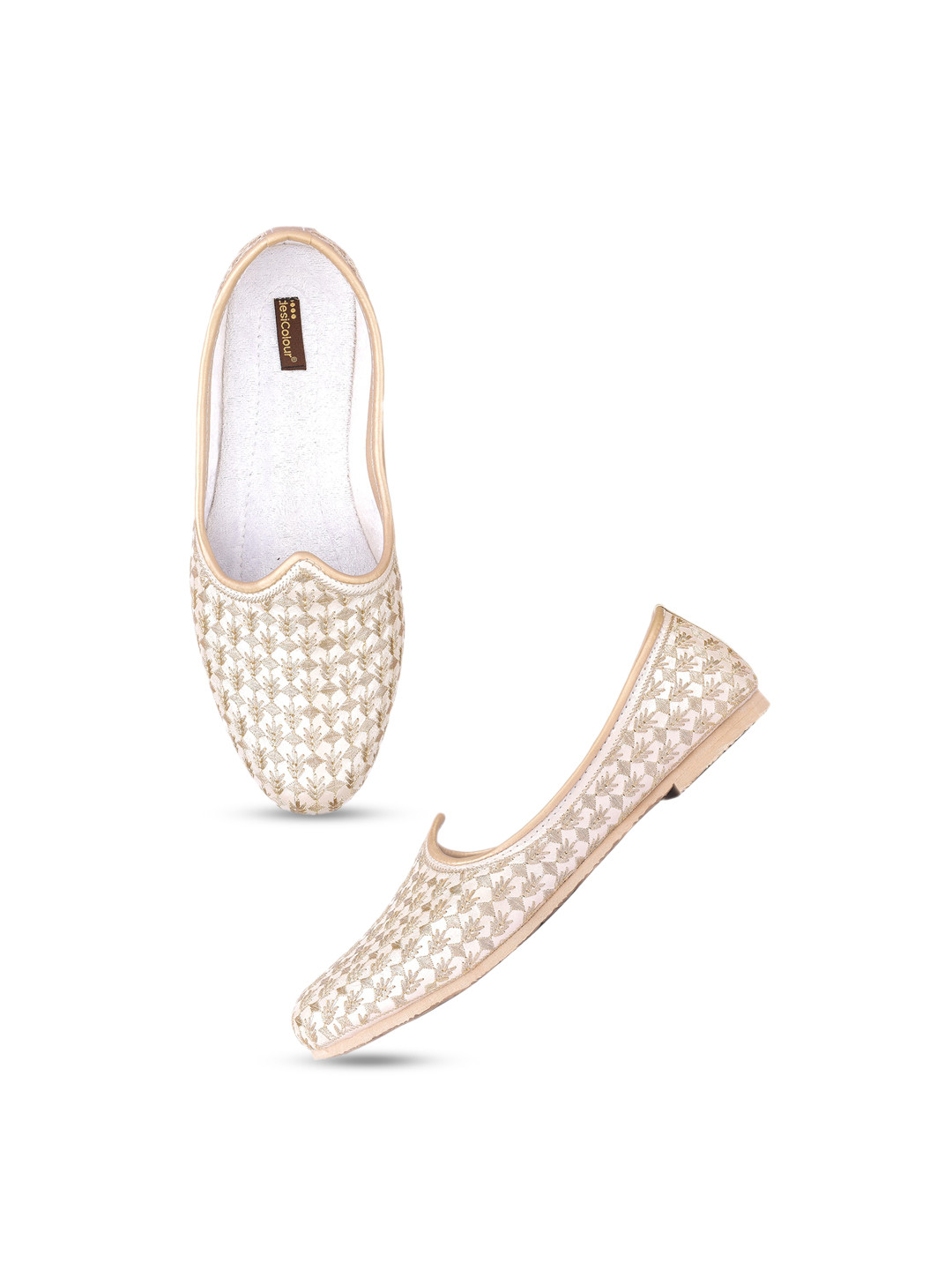 DESI COLOUR Men Woven Design Pointed Toe Comfort Insole Basics Mojaris