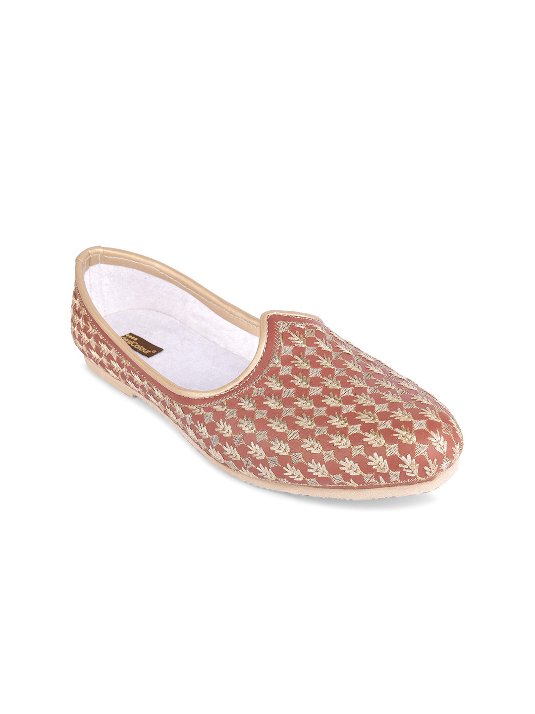 DESI COLOUR Men Woven Design Pointed Toe Comfort Insole Basics Mojaris