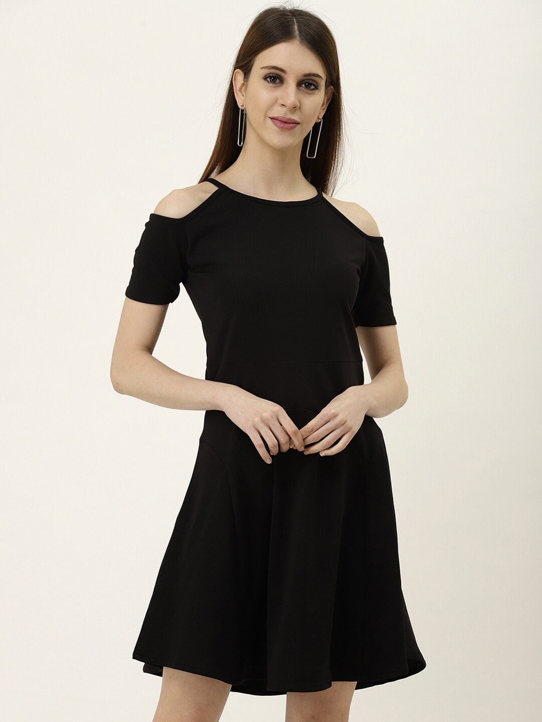 BAESD Cold-Shoulder Sleeves A-Line Dress