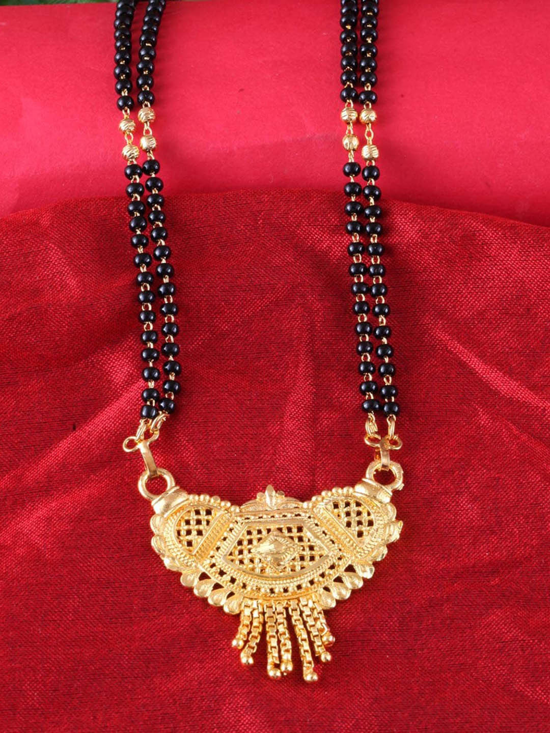 MEENAZ Gold-Plated & Beaded Long Chain Mangalsutra