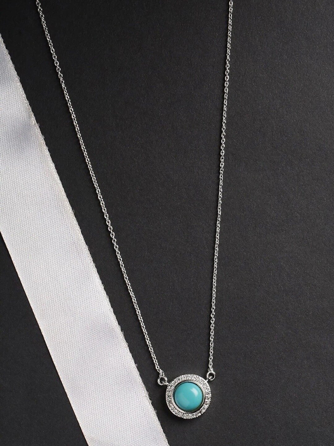 DressBerry Blue Brass Silver-Plated Open Necklace