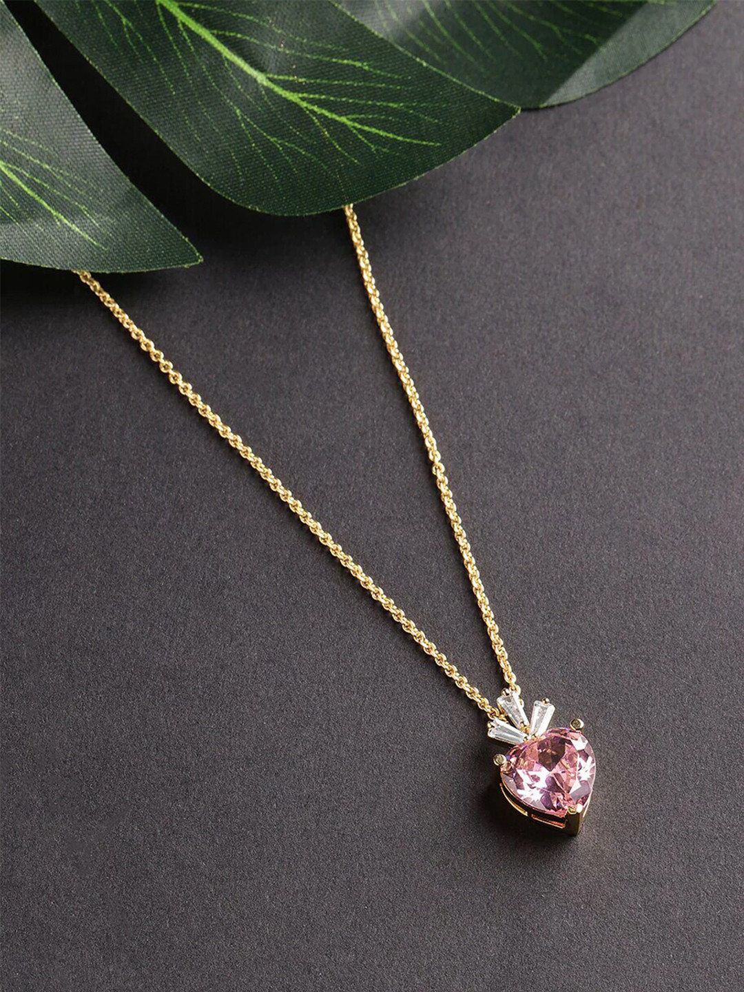 DressBerry Pink Brass Gold-Plated Open Necklace