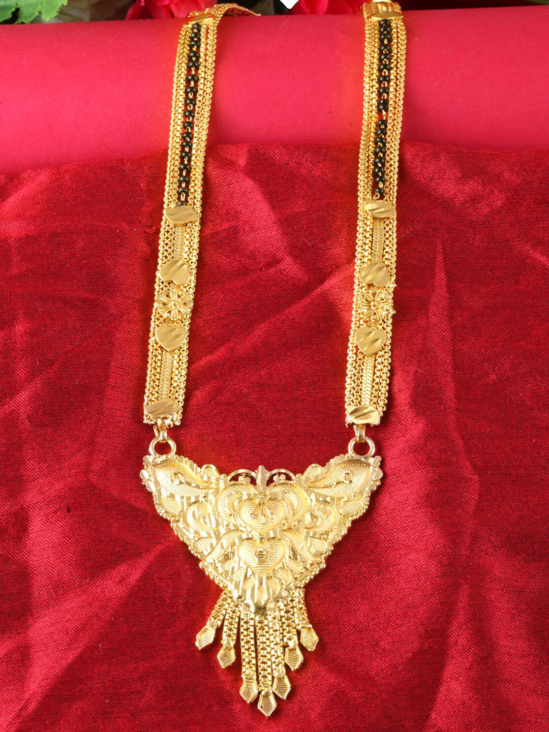 MEENAZ Gold-Plated Artificial Beaded Long Mangalsutra