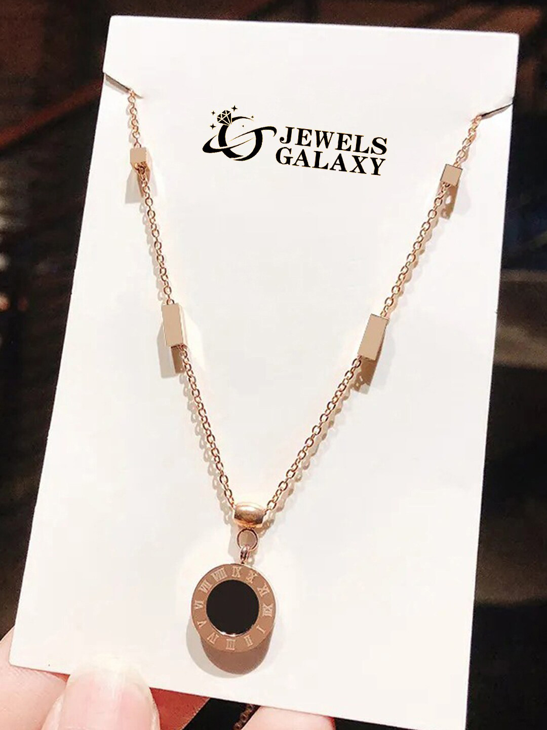 Jewels Galaxy Gold-Plated Dual Side Circular Pendant Chain