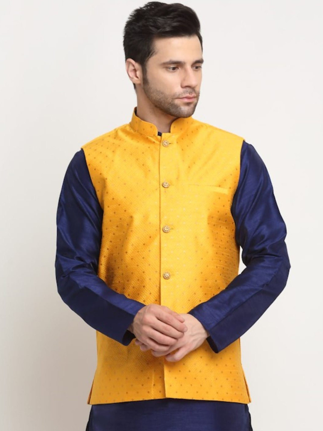 KRAFT INDIA Men Polka Printed Nehru Jackets