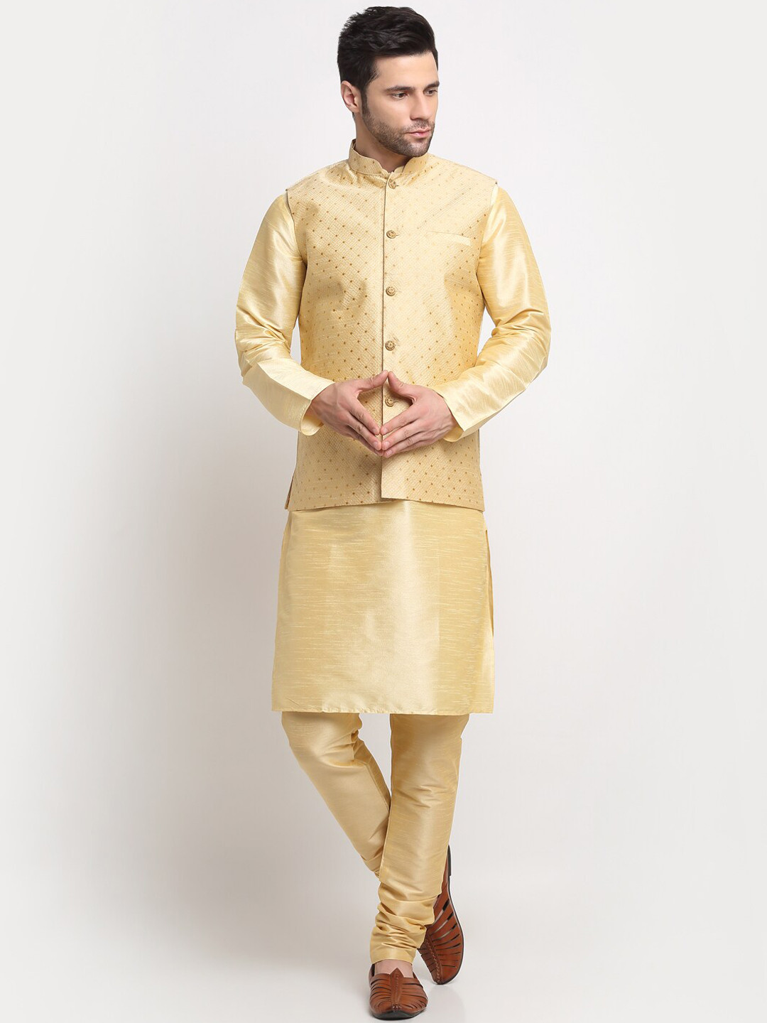 KRAFT INDIA Men Regular Kurta & Churidar With Nehru Jacket Set
