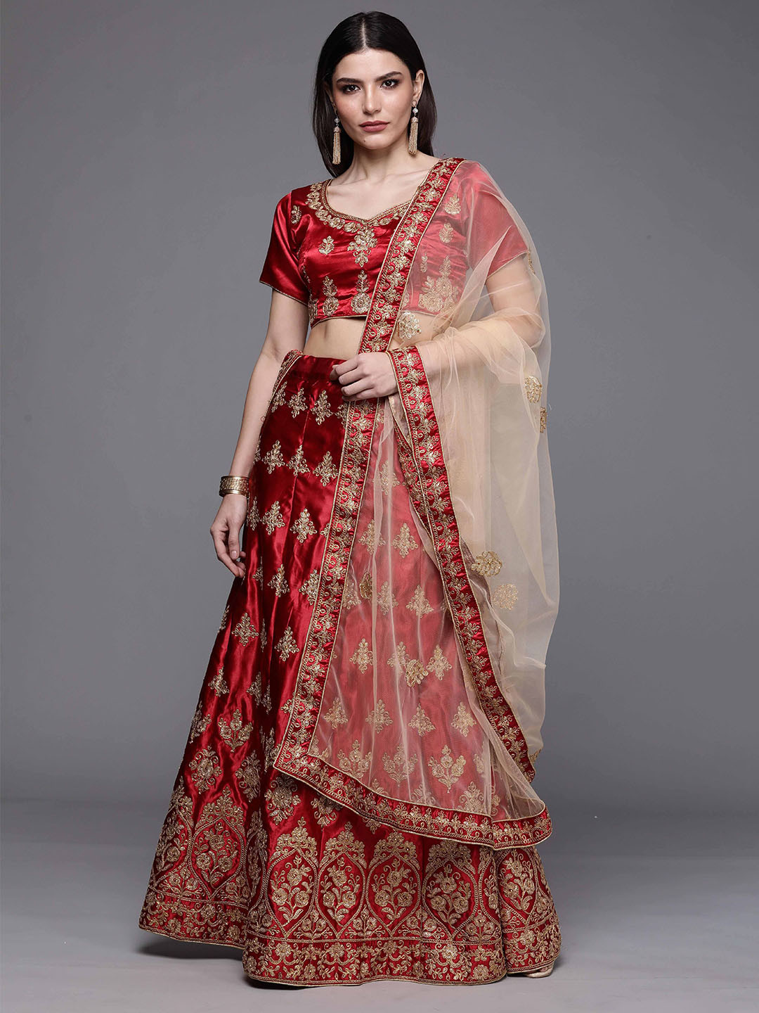 Sangria Embroidered Un-Stitched Lehenga With Blouse & Dupatta