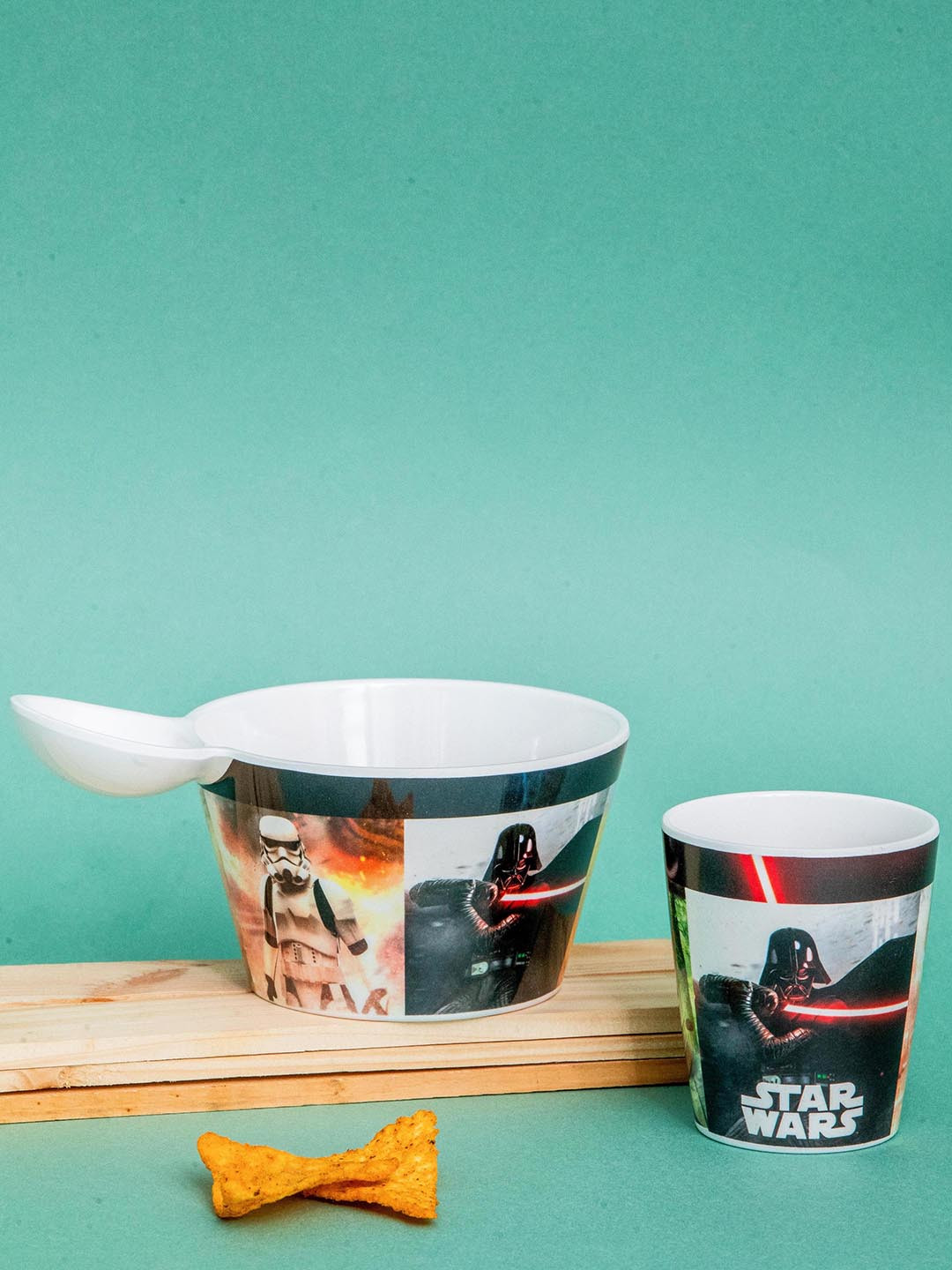 Servewell Kids 2 Pieces White Melamine Star Wars Printed Fries Dip Bowl & Glass
