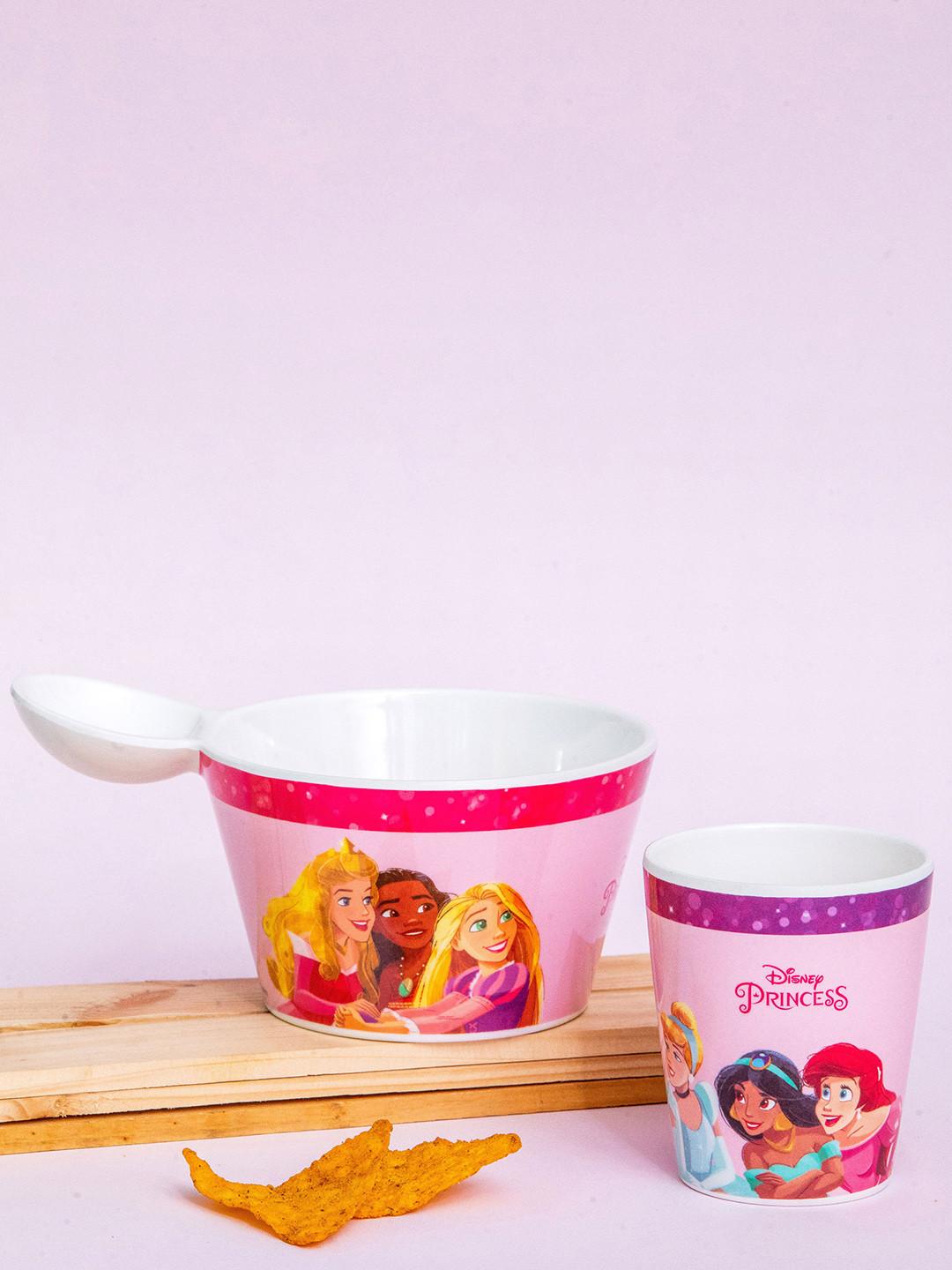 Servewell Kids 2 Pieces White Melamine Princess Printed Fries Dip Bowl & Glass