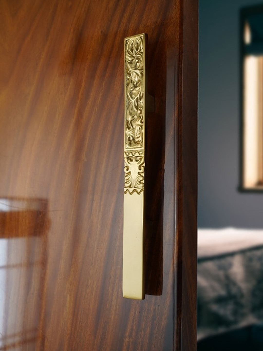 Folkstorys Sanchi Beige Self Design Metal Door Handle