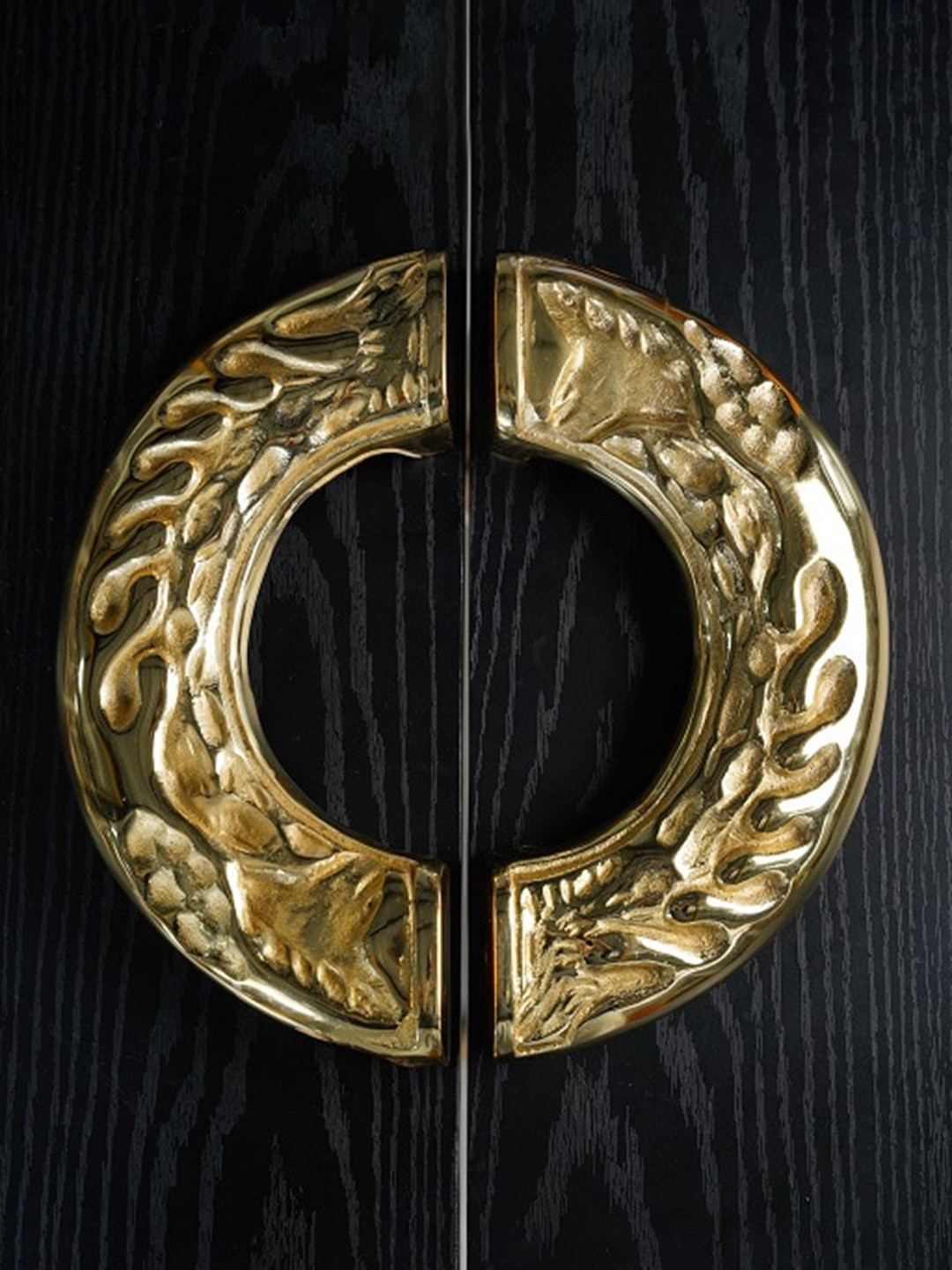 Folkstorys Beige 2 Pieces Floret Ring Self Design Door Handles